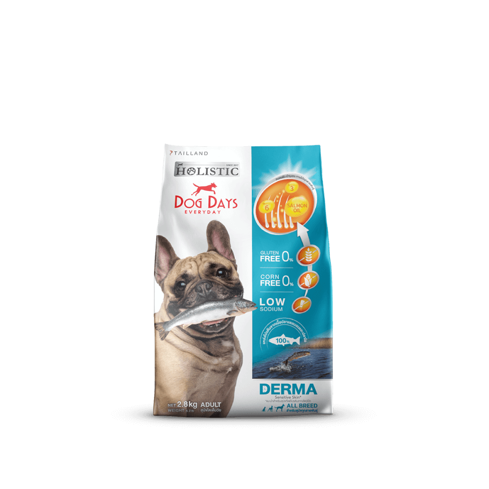 อาหารเม็ดสำหรับสุนัข DOG DAYS เกรดโฮลิสติก รสปลา สูตร DERMA (2.8 KG)